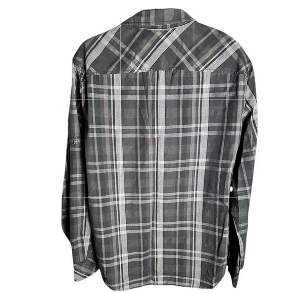 ROCK AND REPUBLIC LONG SLEEVE BUTTON DOWN SHIRT MENS XL BLACK GRAY PLAID - Picture 2 of 6